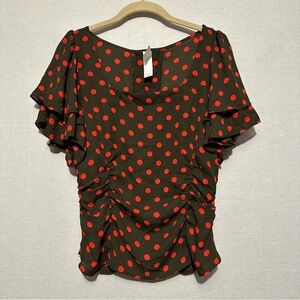 Amadi polka dot ruffle sleeve blouse - size medium